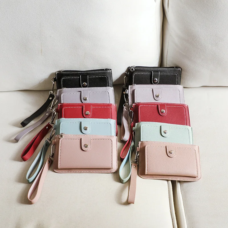 5PCS  Coin Purses Woman New Men's Pure Color PU Leather Simple Multi-card Storage Bank Card Coin Bag Wholesale