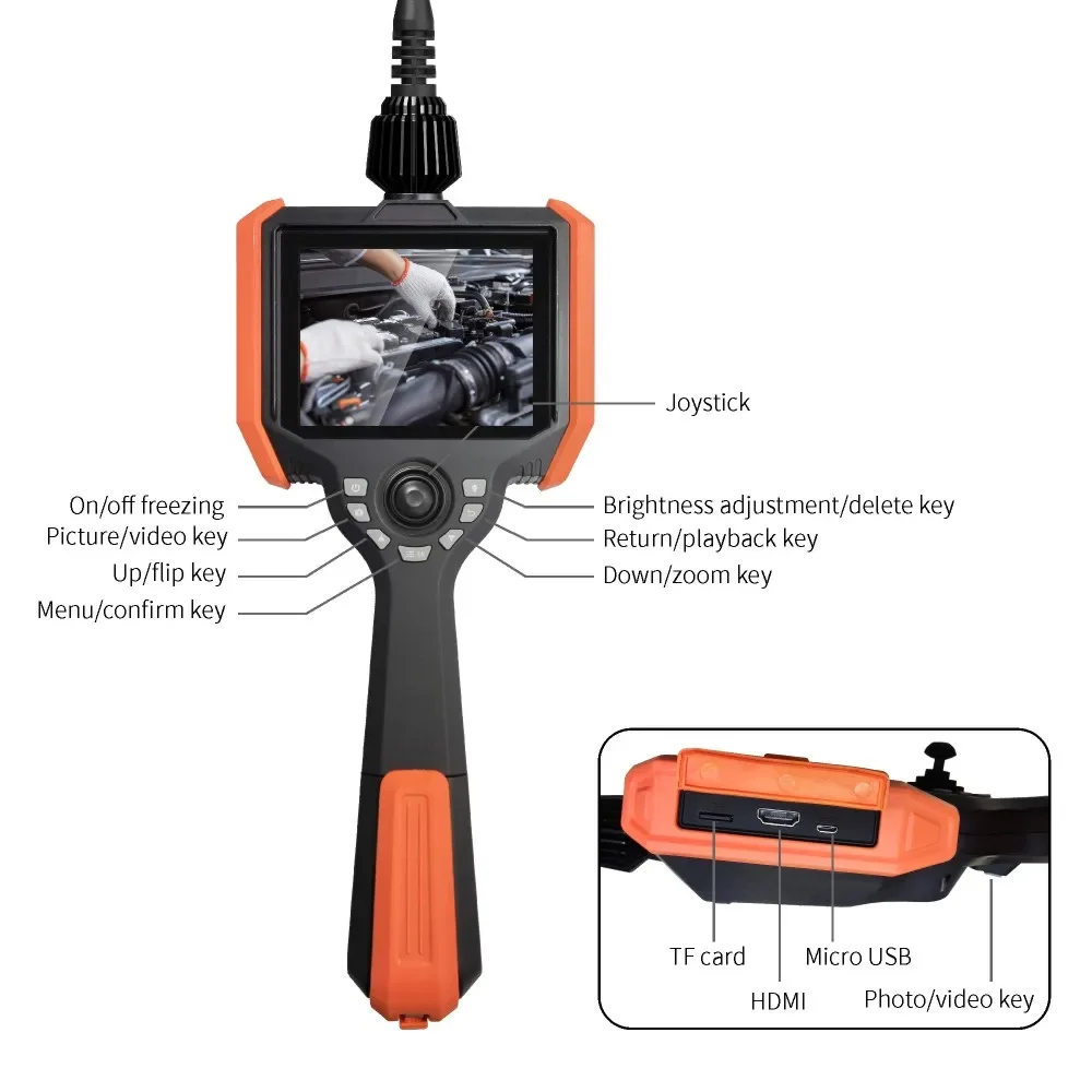 6mm 1m industrial articulating borescope 360 deg full way  IP67 waterproof handheld Camera Inspection Industrial Cars Camera