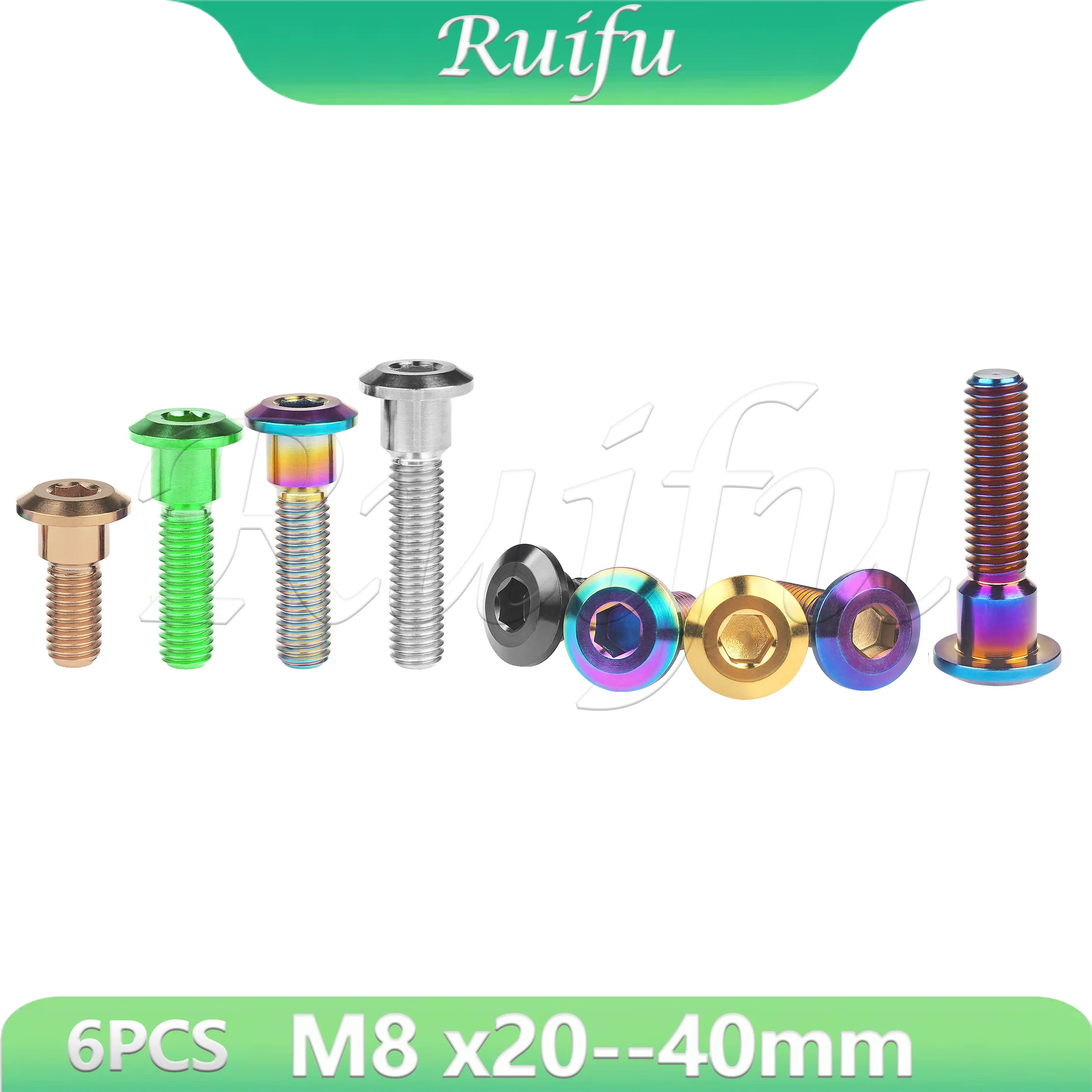 

Ruifu Titanium Bolt 6PCS M8x20 22 25 30 33 35 40mm Bolt Screws Hex Socket Head for Suzuki Yamaha Disc Brake Rotor Bolts