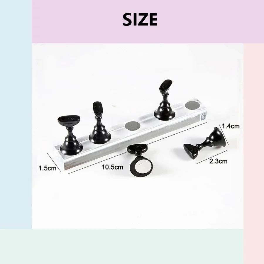 5-teiliges Nail Art Übungsständer-Set, Schachbrett, magnetische Spitzen, weißer und schwarzer Halter, polnisches Gel-Farbkarte-Werkzeug