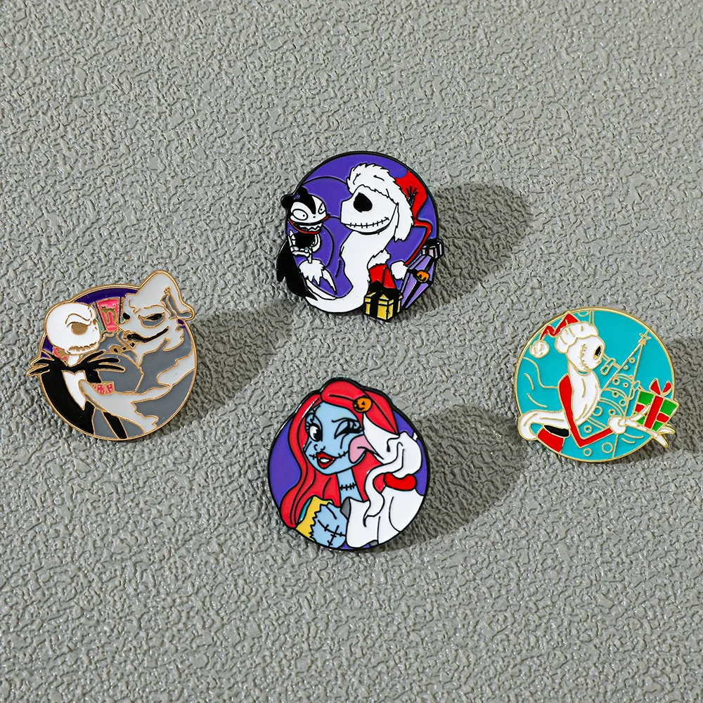 The Nightmare Before Christmas Anime Enamel Pins Jack Skellington Sally Metal Brooch Badge Halloween Jewellery Accessory Gifts