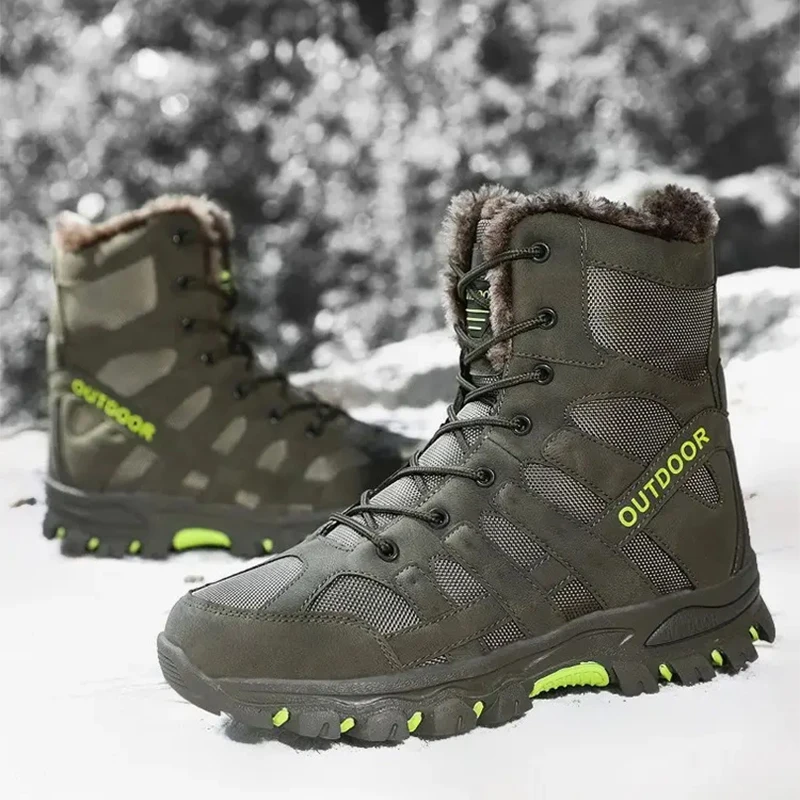 Winter Snow Boots Men Waterproof Shoes with Fur Plush Warm Men Boots Outdoor Footwear Comfortable Casual Shoe Men Erkek Ayakkabi