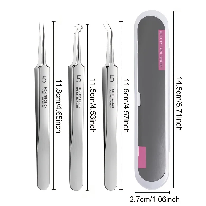3pcs Professional Blackhead Needle Set - Precision Comedones Extractor For Removing Blackheads And Squeezing Comedones