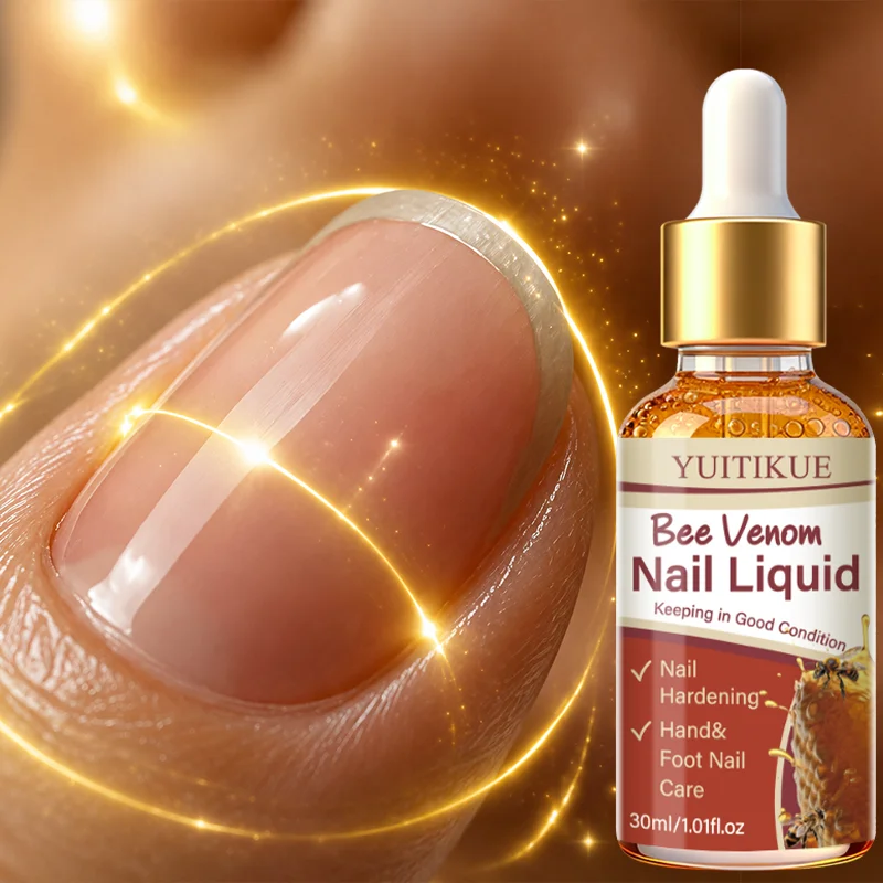 YUITIKUE 30ml Bienengift-Nagelhärtungsflüssigkeit Tägliche Fingernagel- und Zehennagelbehandlung Repariert Raue, Rissige und Beschädigte Nägel