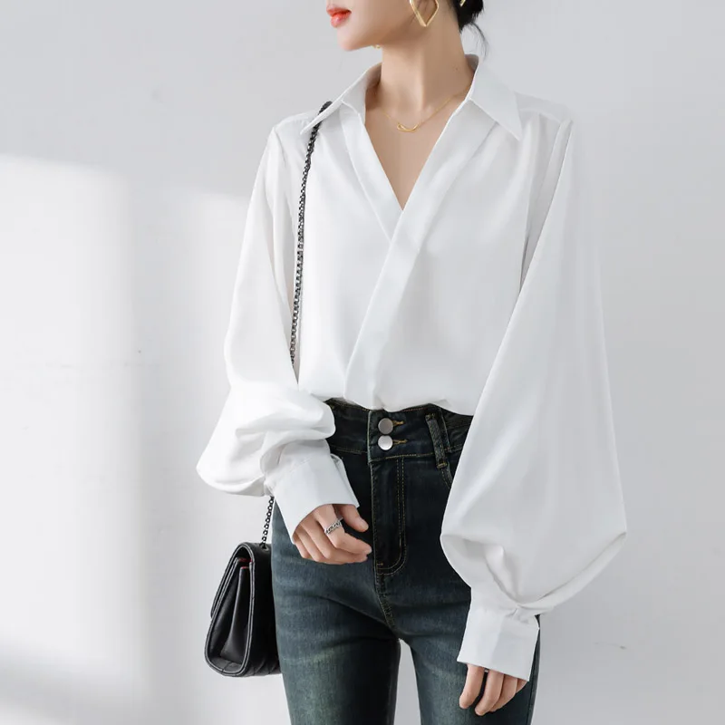 Fashion Long Sleeve Turn Down Collar Women Blouse White Black Blouse Shirt Women Tops Shirts Blusas Para Mujer Blusa Blusas M926