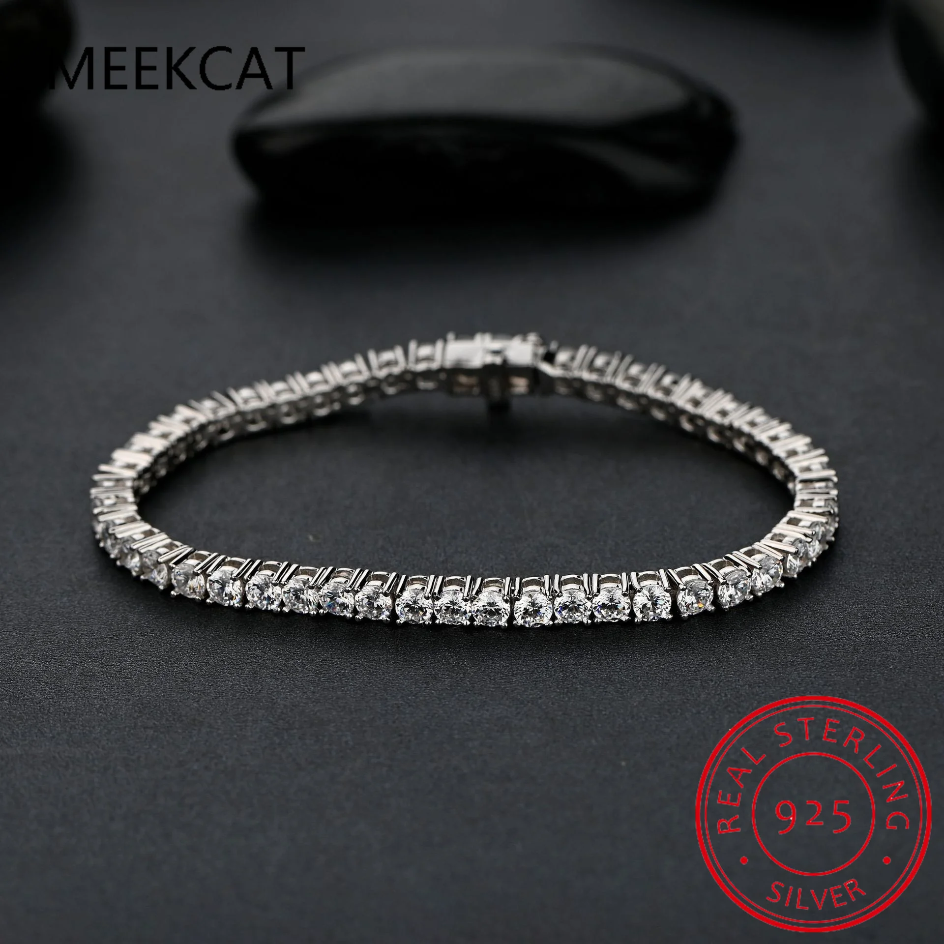 Real 3/4mm All Moissanite Tennis bracciale per donna uomo 100% 925 Sterling Silver Sparkling Diamond Hand Chain Jewelry