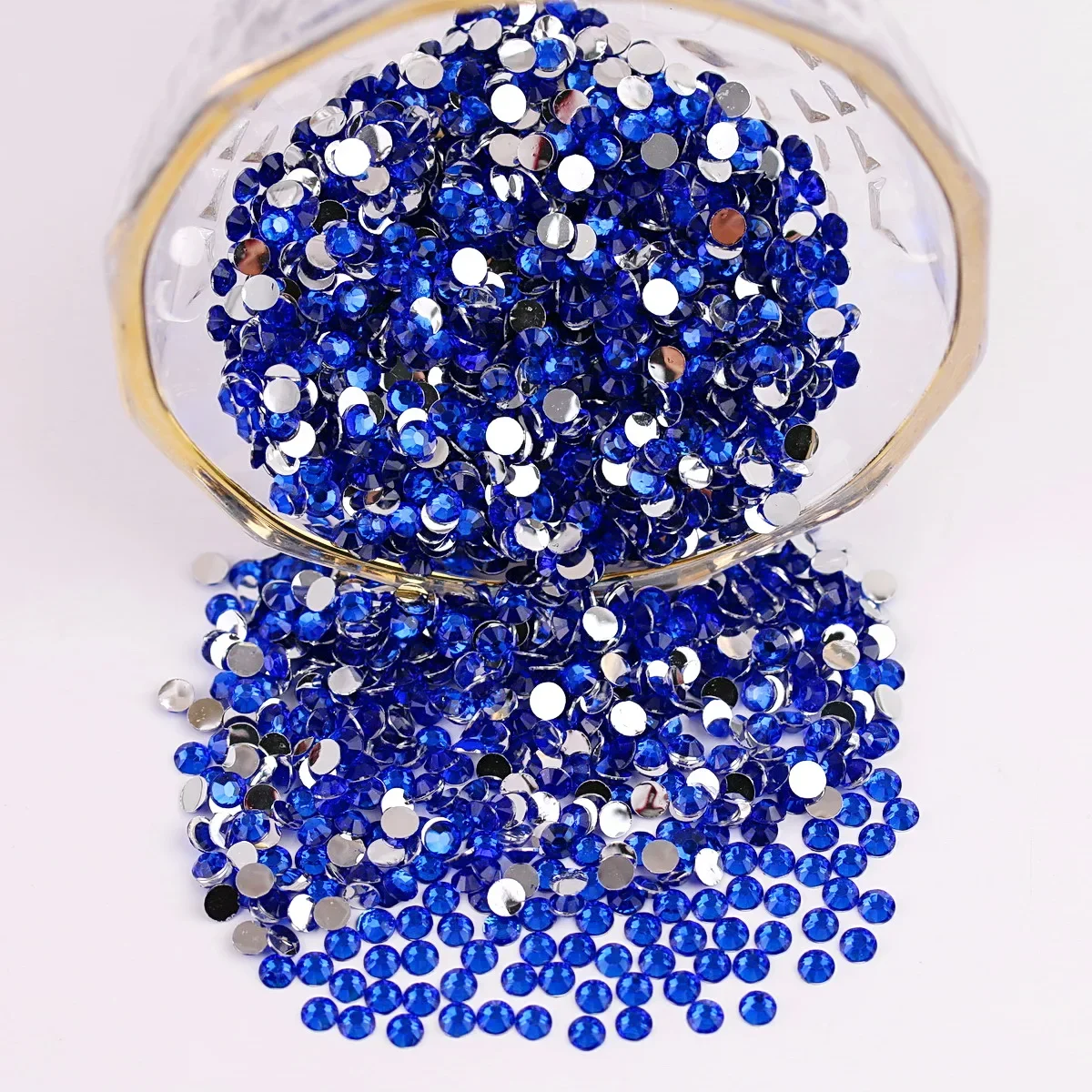 2mm - 6mm Round Non Hotfix Glitter Bling Manicure Strass Silver Flatback Resin Rhinestones Glue On Beads Nailart Nail Gems Diy