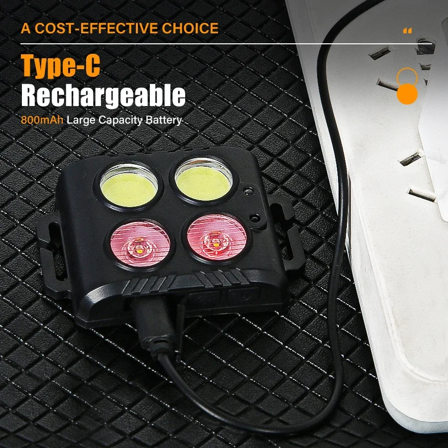 Portable LED COB Headlamp With Motion Sensor USB Rechargeable  Lightweight Head Flashlight for Outdoor Camping Fishing Running