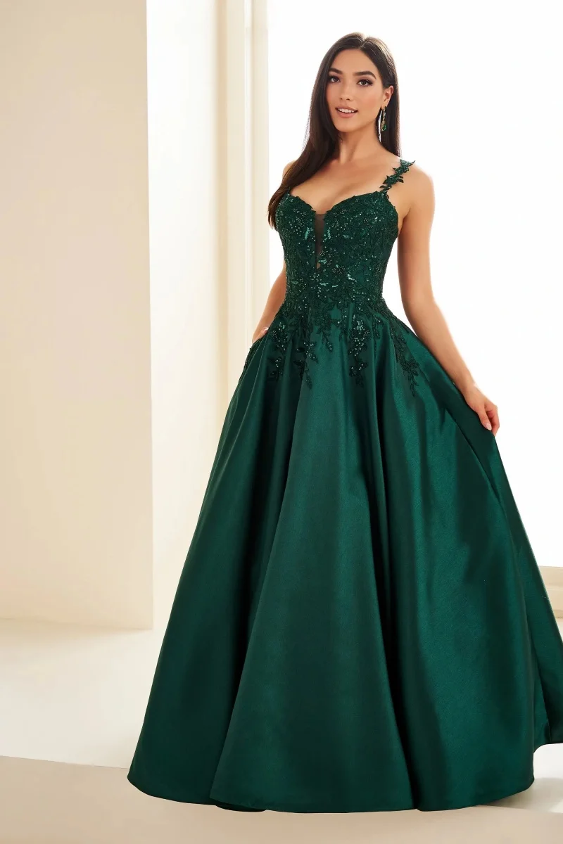 Annie-vestido De novia verde bordado con lentejuelas, Vestidos De graduación De lujo De satén, corte en A, elegante, para ocasiones formales, Vestidos De Fiesta