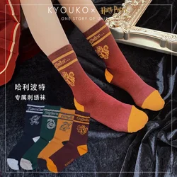 Chaussettes Harry Potter Poudlard en coton, accessoires vestisens, cadeau de vacances pour enfants, Gryffondor, Serpentard, Poufsouffle, Ravenclaw