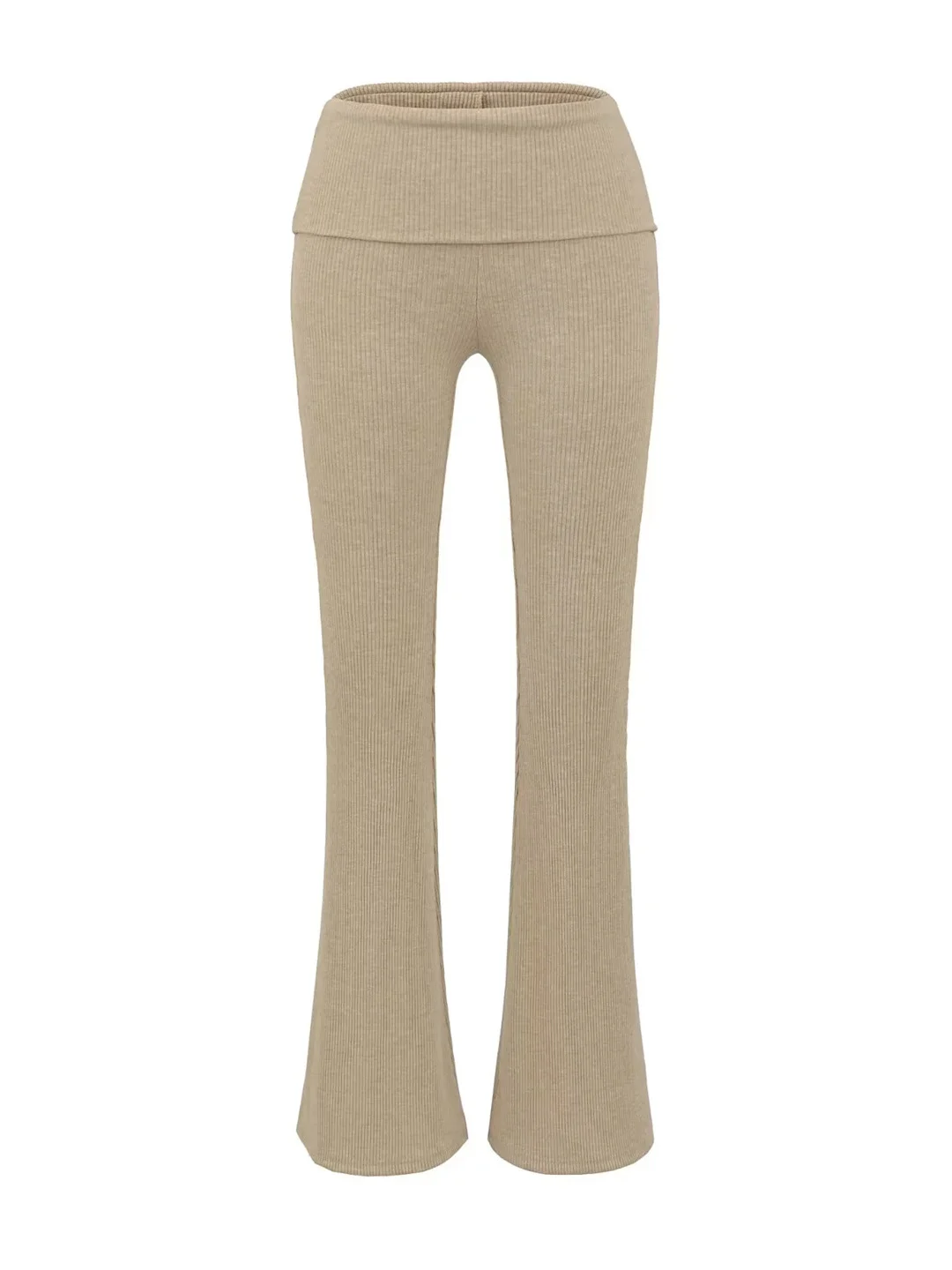 Sexy Spicy Girl High Waist Knitted Pants Loose Fit Long Trousers Casual Pants Tight Fitting Floor Length Bell Bot for Women