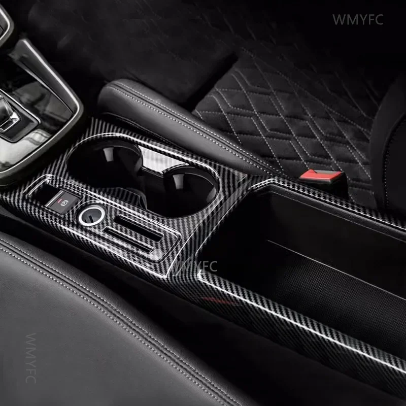 Car Styling Center Console Water Cup Holder Armrest Box Frame Decoration Cover Trim For Audi A3 2019- 2023  Carbon Fiber Style