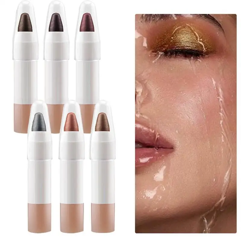 6-Farben-Lidschattenstift, schimmernder Glitzer-Lidschattenstift, Textmarker, aufhellender Stift, Glitzer-Seidenraupen-Liner-Stift, Textmarker