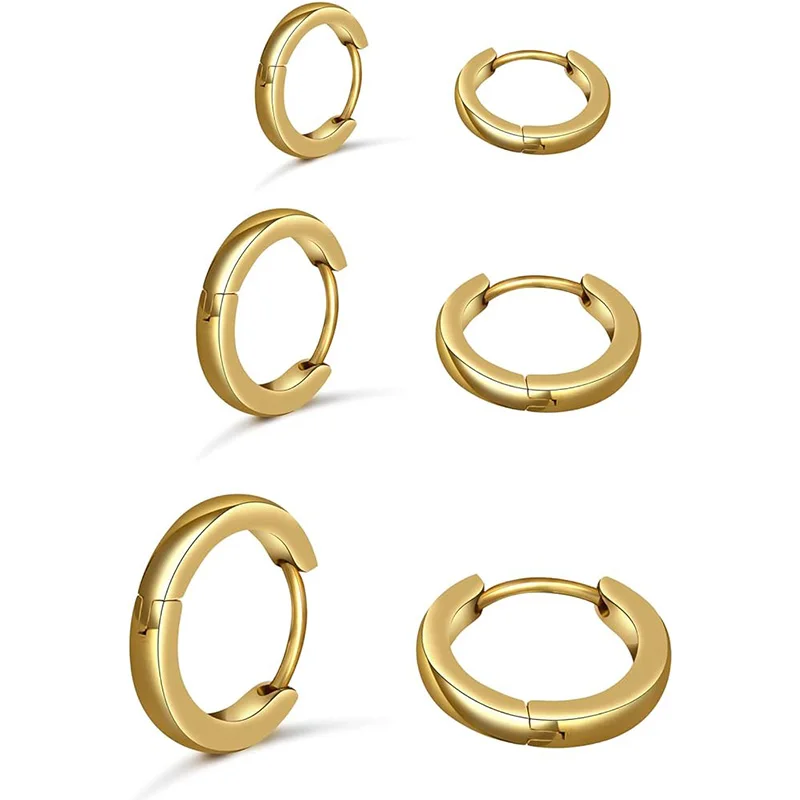 3 Paar Creolen aus 925er-Sterlingsilber, 14 Karat Weißgold vergoldet, kleine silberne Creolen, Knorpel-Huggie-Ohrringe für Damen und Herren – Detail 6