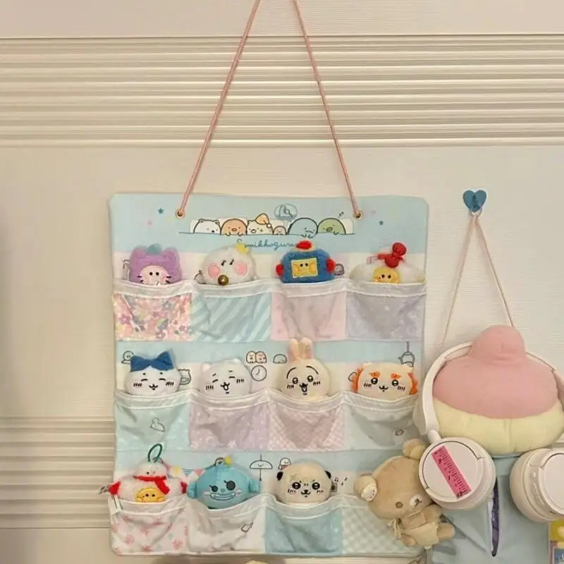 Sumikkogurashi Twelve Grid Little Quilt Wall-Mounted Storage Bag Cute Bedroom Decoration Plush Doll Hairpin Storage Holiday Gift