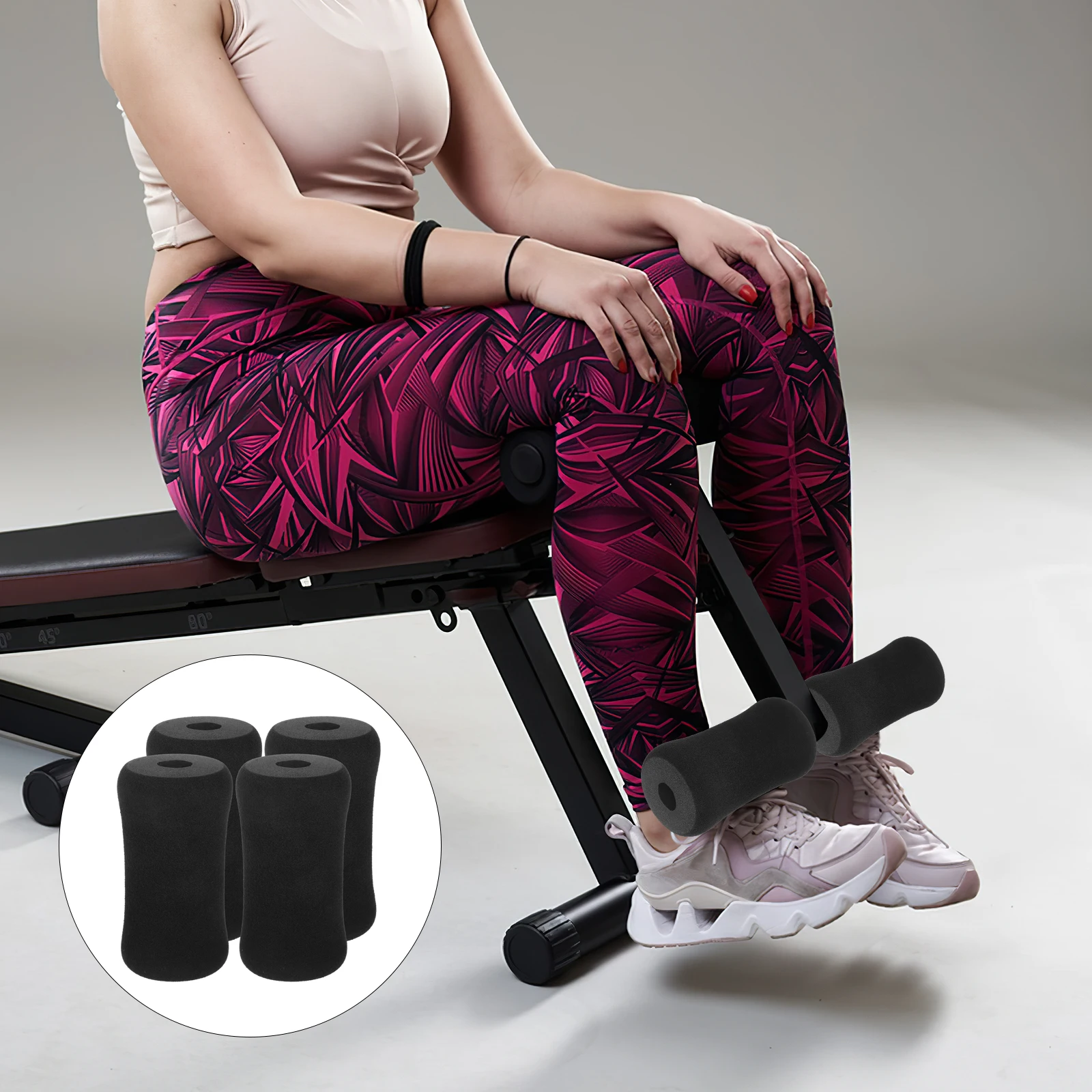 

4 Pcs Foot Pads Roller Sleeve Fitness Equipment Floor Mat Knee for Exercise Gym Black Foam Mats