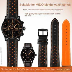 Men's Leather Strap For Mido Helmsman m005 Orange Rudder M005614 Male Watch Chain with Butterfly Clasp Bracelet 22mm