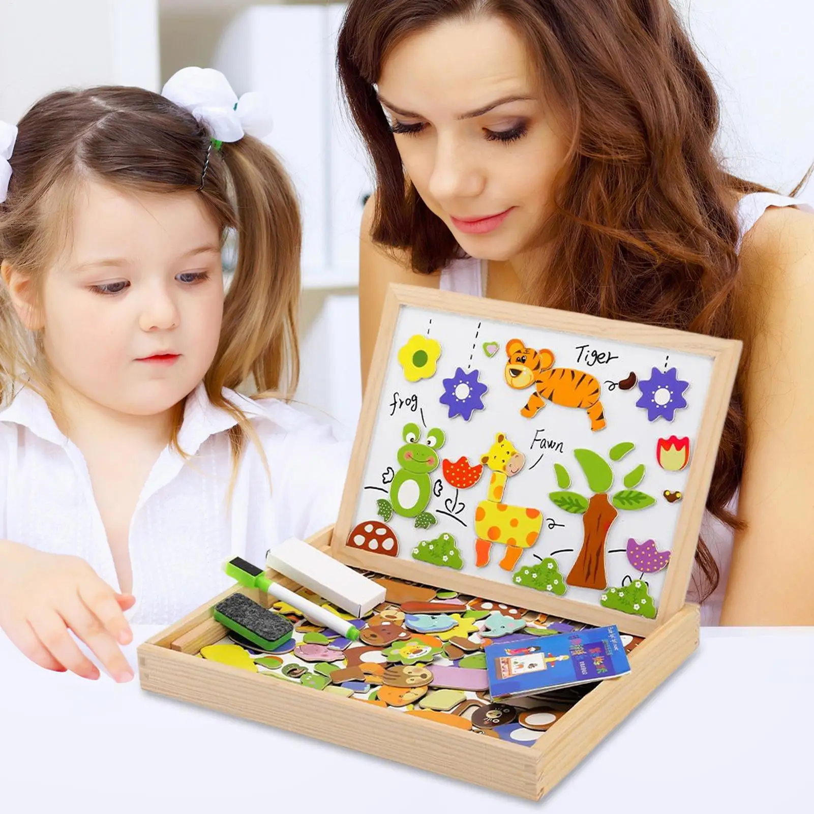 Kids Magnetic Board Wooden Kids Board Educational Toy Drawing Game For Learning Tool Preschool Classroom School Boys Baby
