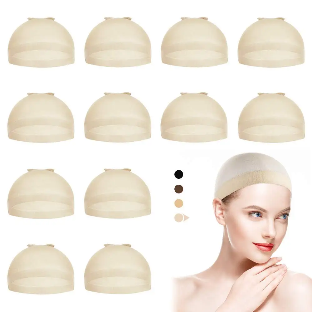 

Lace Front Wig Cap for Women, Stretch Breathable Nude Stocking Cap, 12 Pieces for Cosplay and Daily Use