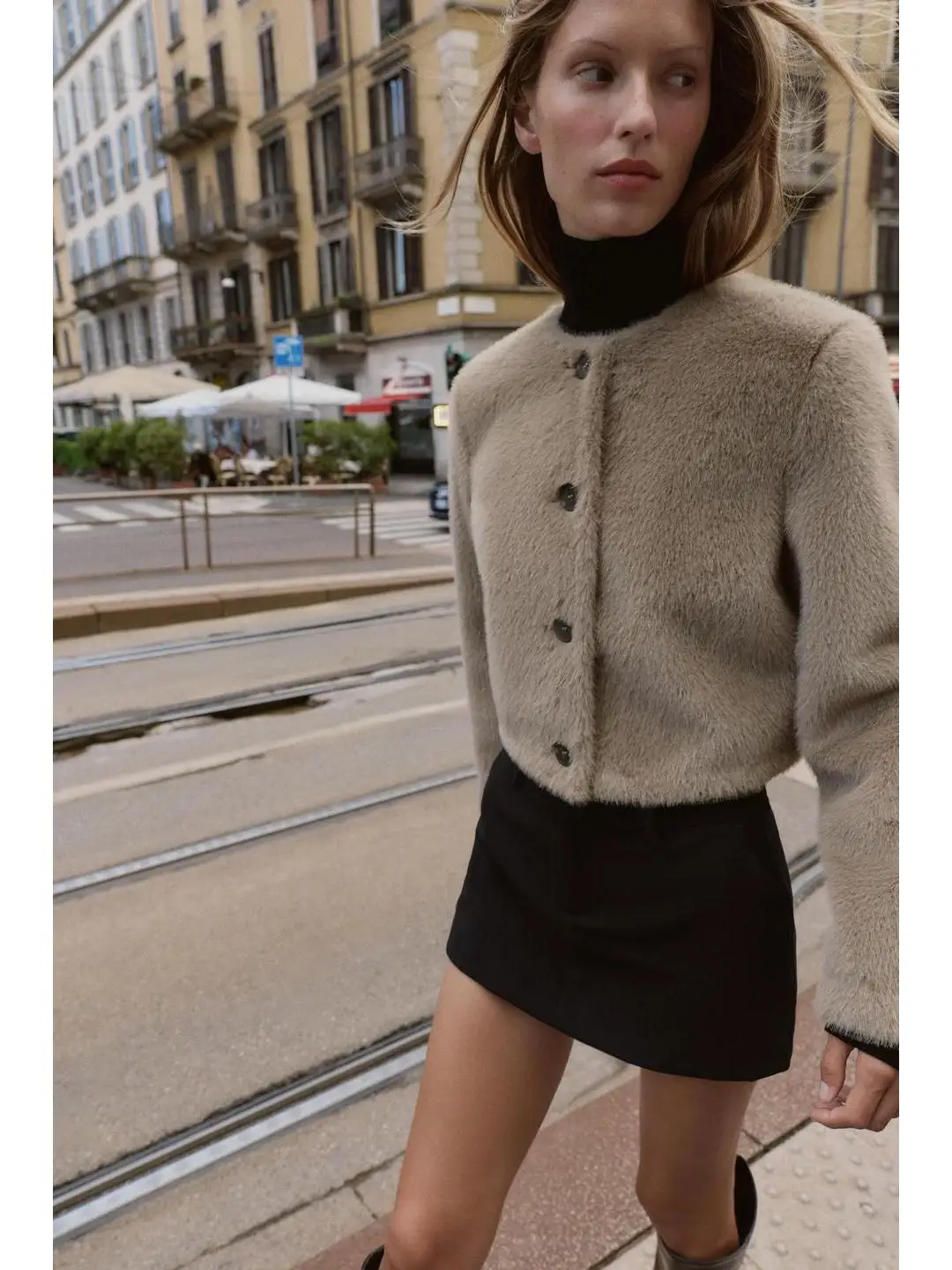 أوائل الخريف طويلة Sve جولة Ne ort Jaet تأثير الفراء الاصطناعي زر إغلاق المرأة السائق معطف منتصف العام جمع #1