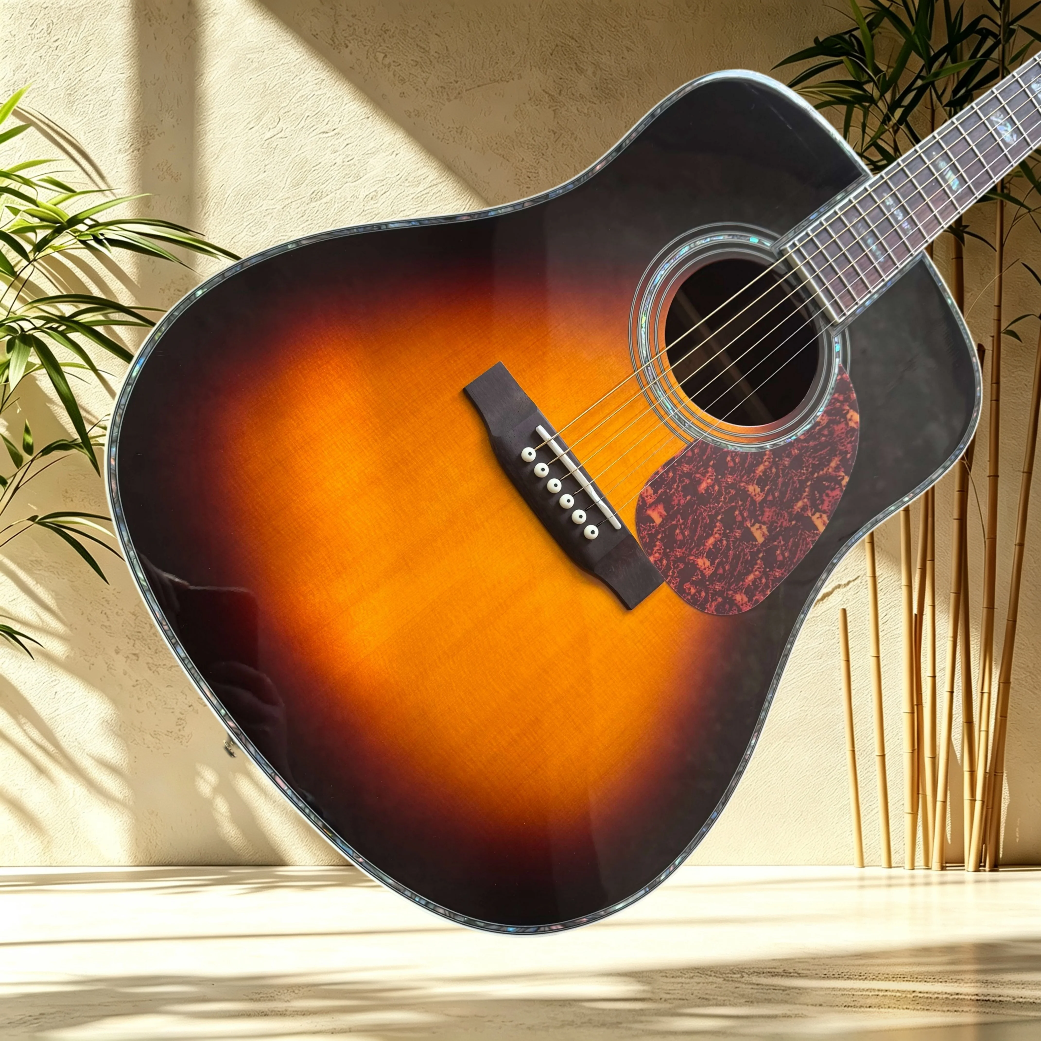 D45VS Solid Acoustic Guitar Spruce Top Rosewood Back Sides Rosewood Fretboard Tortoise Pickguard Shell Inlay Binding Sunburst