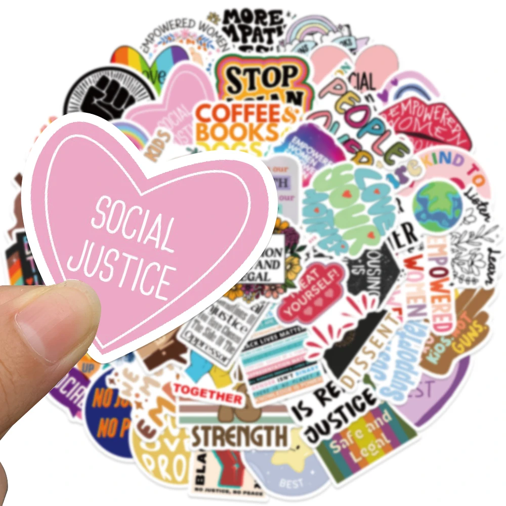 50PCS Social Justice Equality Stop Racism Stickers DIY Aesthetic Motorcycle Phone Car Skateboard Laptop Sticker Kids Toy Decals