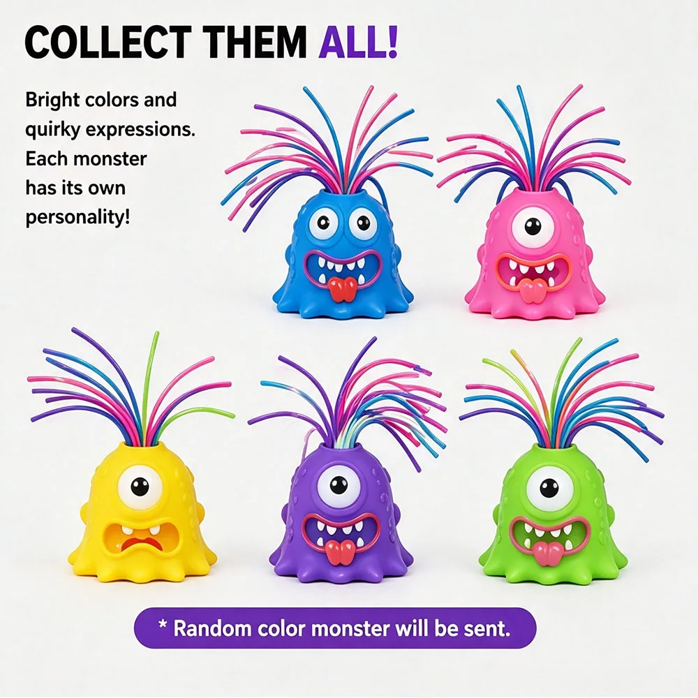 Trendy Teen Room Decor Hair Pulling Screaming Monster Tactile Squeeze Prop Quirky Ugly Cute Desk Setup Fun Novelty Gag Present