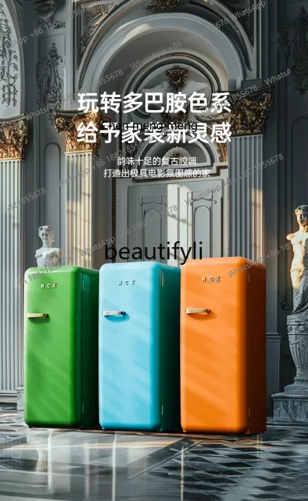 Z189 Paint retro refrigerator household large capacity single door freezer high value cute color  281L