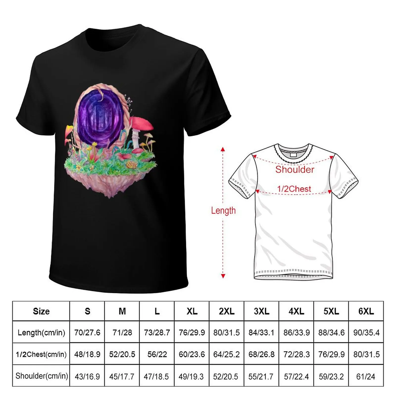galaxy forest portal T-Shirt Non-Shrink Basic Cotton T-Shirt