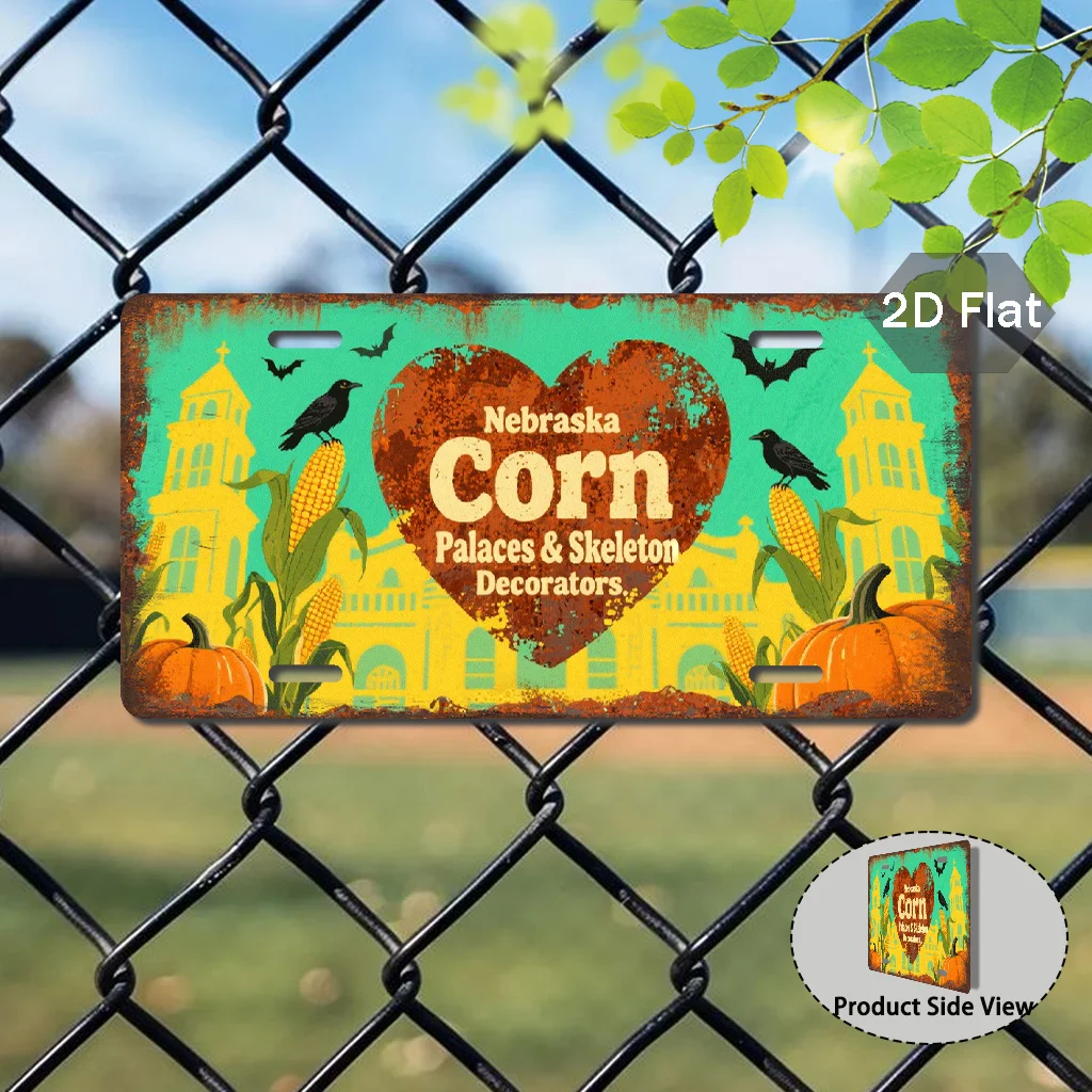 2D Flat, Vintage Aluminum Nebraska Corn Metal Plate,Pastoral Commemorative Gifts, Vintage Style, Gifts for Pastoral Enthusias