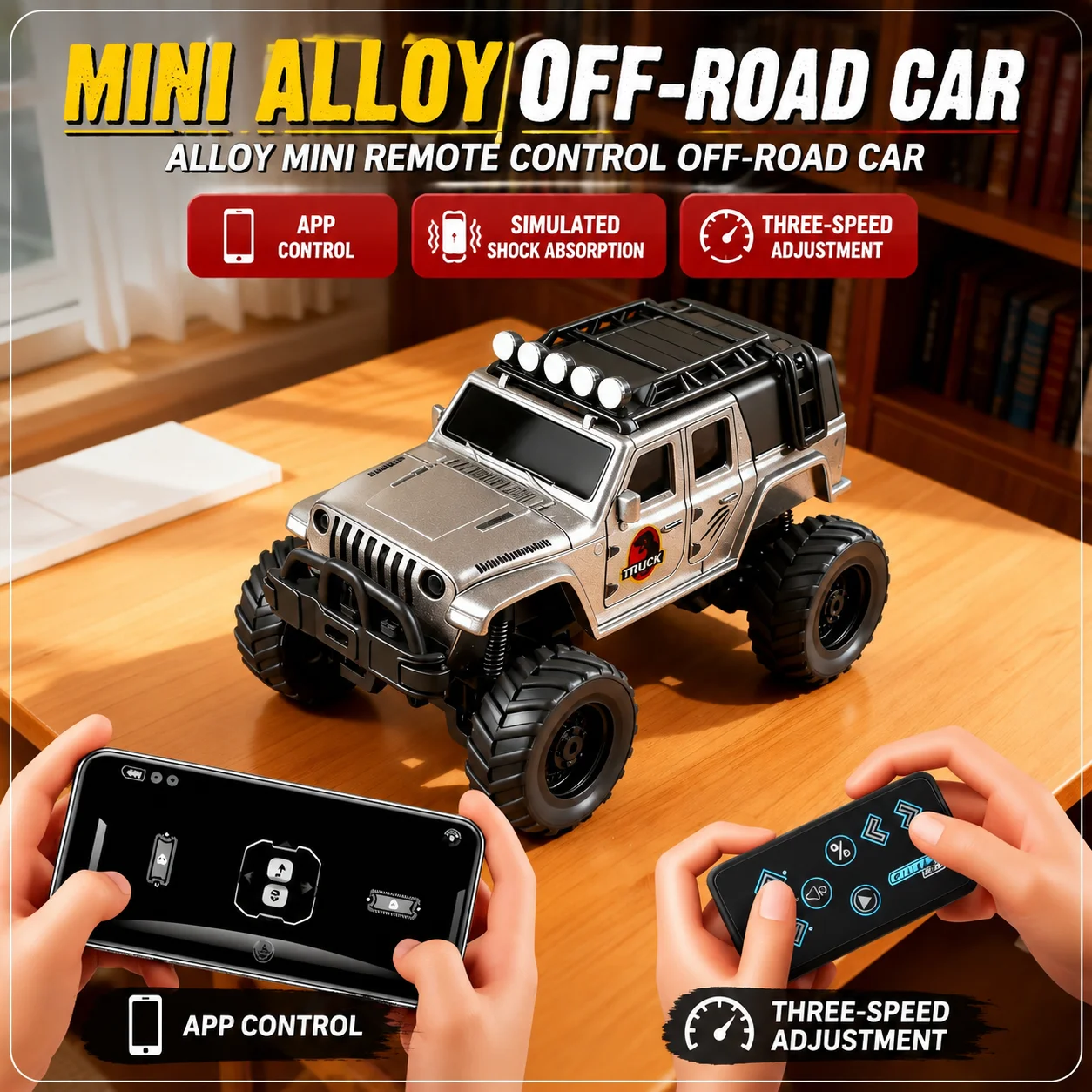 Mini Alloy Rc Off Road Climbing Remote Control Truck Mini Size All Terrain Strong Power For Desktop Indoor Outdoor Racing