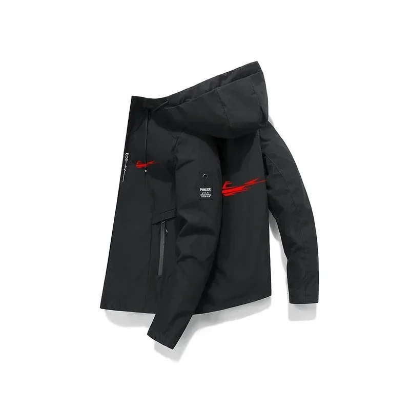 

Men's Windproof Hooded Casual Baseball Jacket Outdoor Sports Coat Spring Autumn Daily Wear