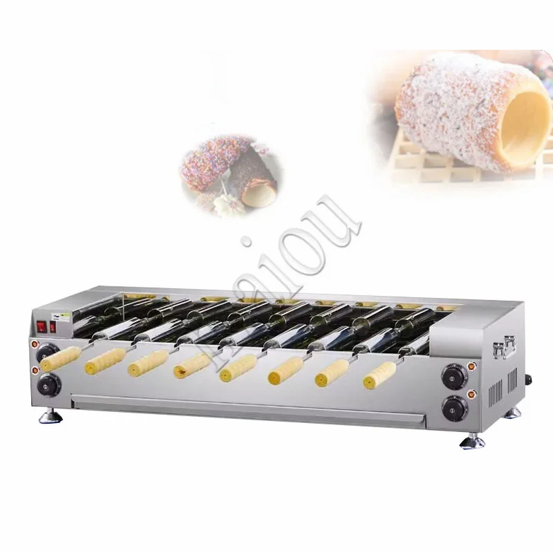 8 Roller 220v 110v Chimney Cake Oven Roll Grill Machine Stainless Steel Bread Roll Ice Cream Cone Kurtos Kalacs Waffle Maker