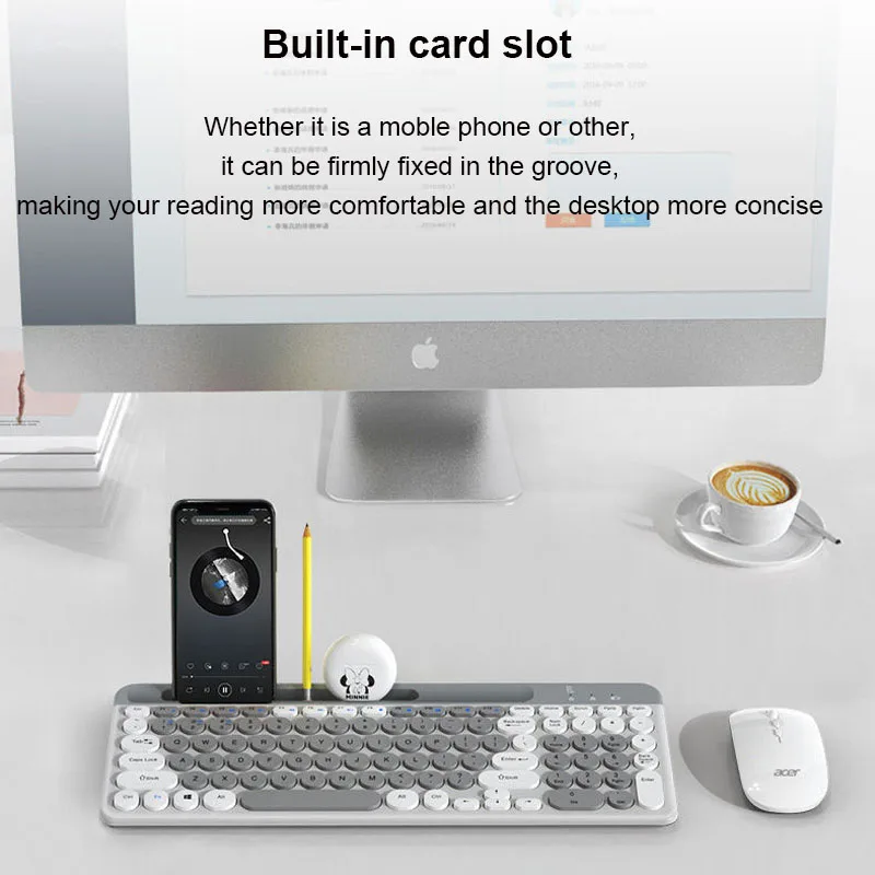 Teclado inalámbrico con Bluetooth, miniteclado portátil de tres modos, tamaño completo, 2,4G, para ordenador portátil, PC, TV, iPad, Macbook, Android