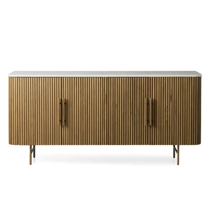 

Роскошные современные шкафчики для гостиной и столовой, дубовые ножки из нержавеющей стали, мраморные столешницы, 4-дверный дизайн