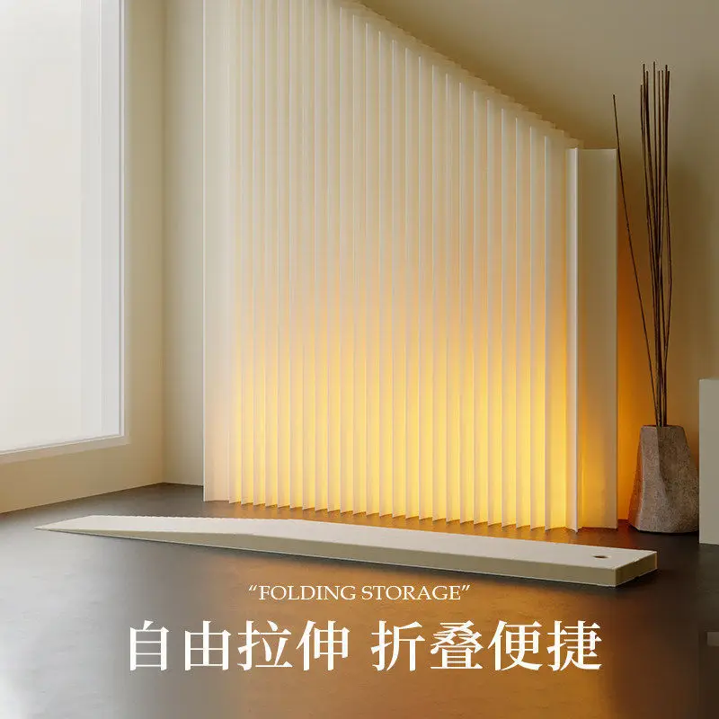 Office creative accordion paper wall glowing curved folding screen partition for living room entryway cover decorative wall