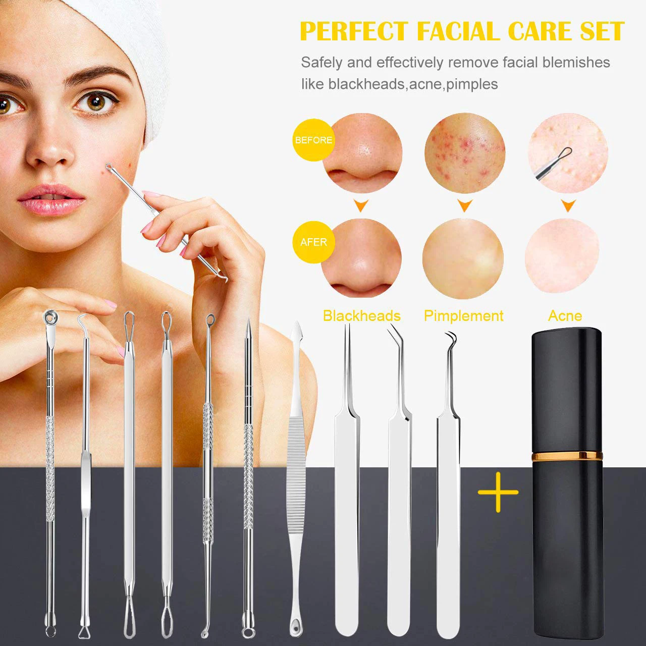 Blackhead Acne Set Beauty Needle Acne Needle Stainless Steel Four-Piece Set Pimple Needle Acne Removal Tools Beauty Health