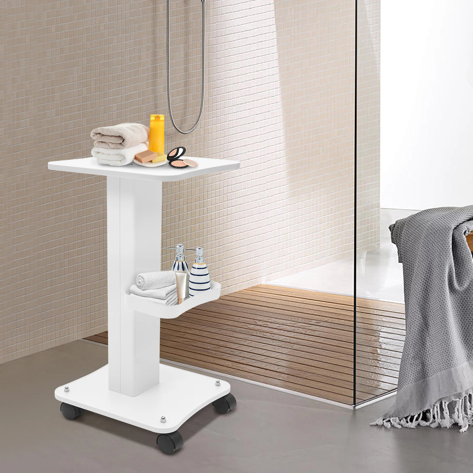 Wózek kosmetyczny, wózek na urządzenia kosmetyczne do salonu spa, udźwig 40 kg, wózek kosmetyczny z tacką na instrumenty, wózki mobilne.