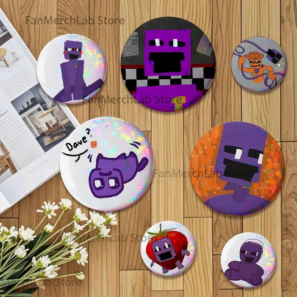 

Funny D-Dsaf 3 Purple Guy Badge on Backpack Clothes decoration Tinplate Round Brooch Funny Custom Gifts for Friend