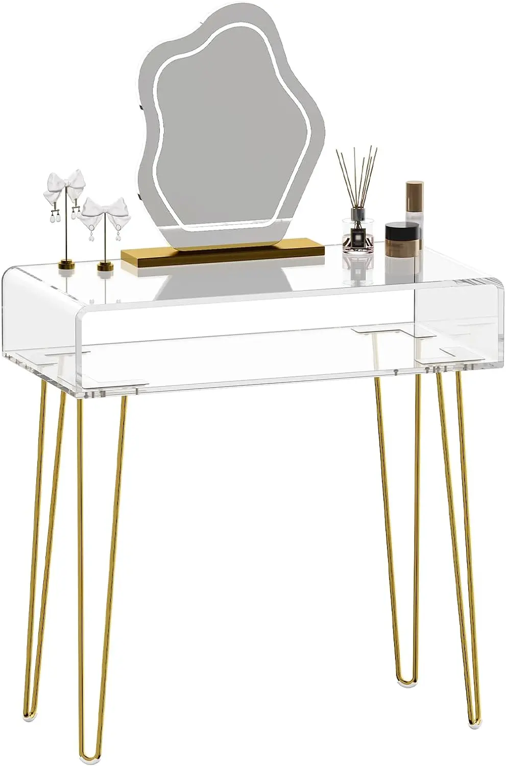 Vanity Desk - Small Makeup Vanity Table - Dressing Table for Bedroom, Dressing Room, Large Storage Space, 15.7'' L