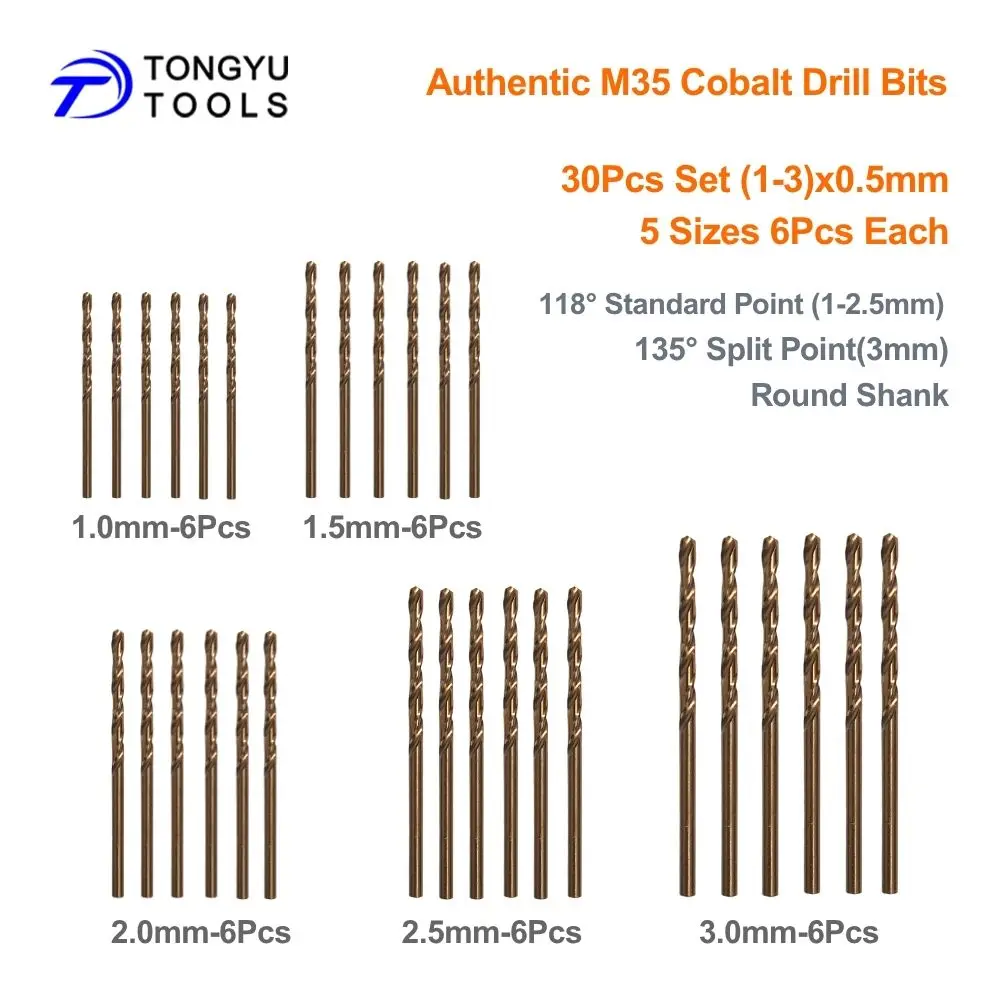 M35 Kobalt-Mikrobohrer-Set 10/30/50 Stück 1-3mm HSS Co5% Spiralbohrer für Edelstahl und Hartmetall – Detail 8
