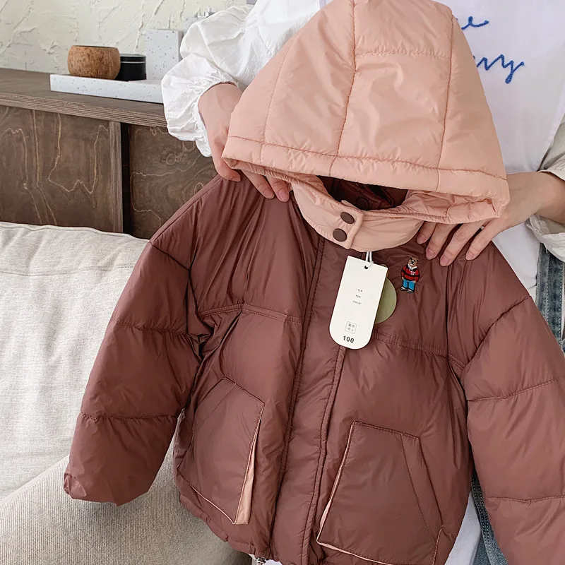 2024 Autumn Winter Cute Children\'s Down Jacket2-6 Years Children Clothing Outerwear Girls Boys Thickened Warm Hooded Parkas Coat