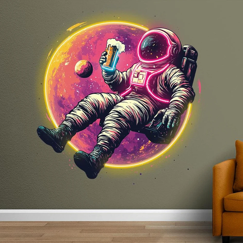 Astronaut Holding Beer Neon Sign Custom Living Room Home Party Wall Decor LED Neon Light Personalzied Beer Club Pub Decor Signs