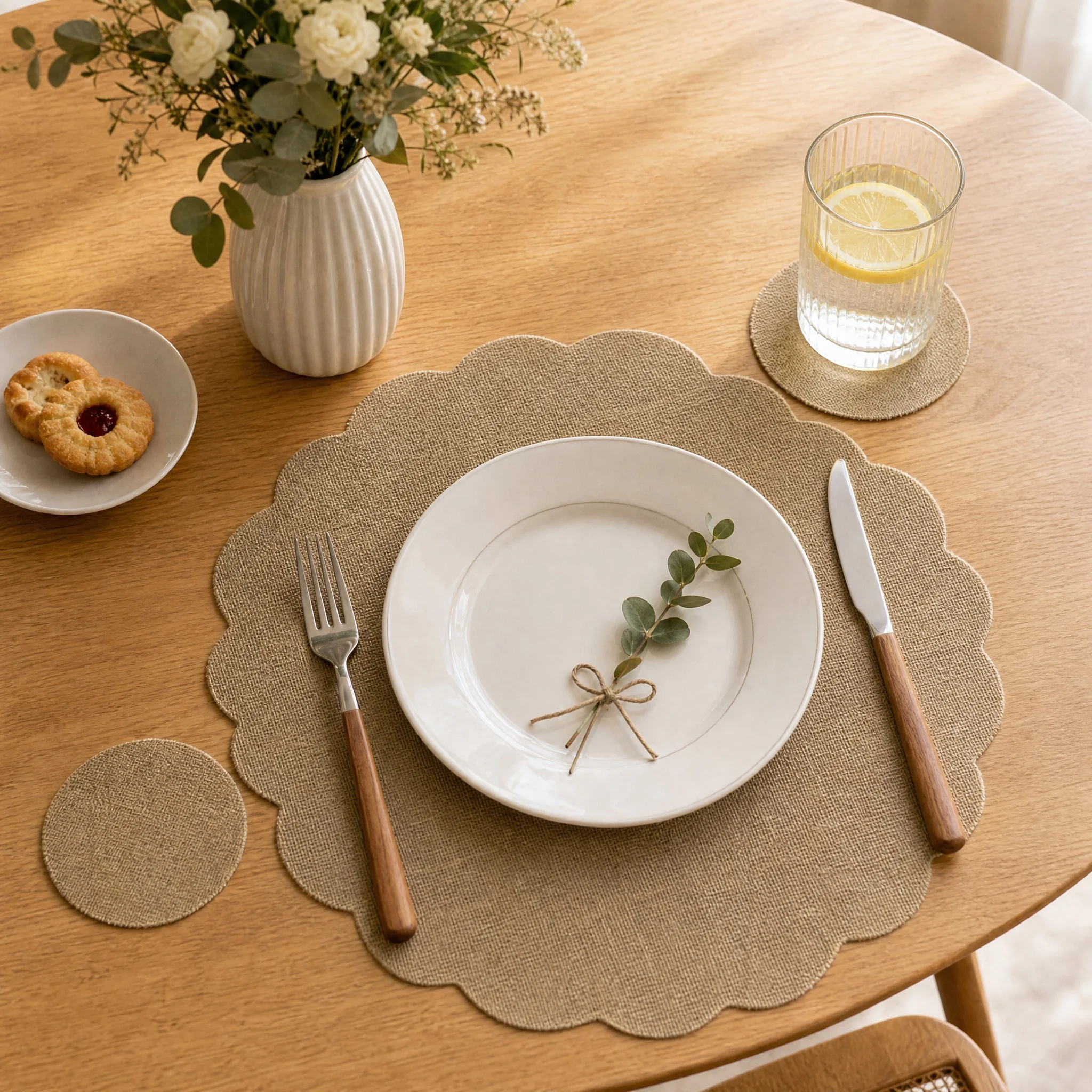 20/30/40pcs Round Jute Placemats Are Durable and Suitable for Outdoor Barbecues, Yard Picnics, Coffee and Daily Meals