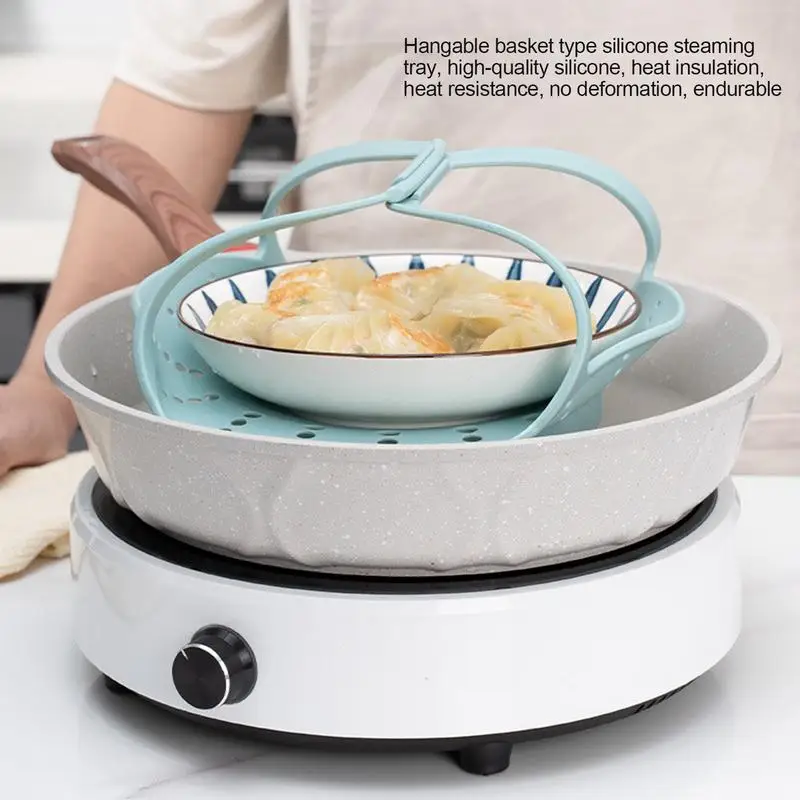 

Силиконовая корзина для пароварки, корзина для пароварки для овощей и еды, безопасная для еды, термостойкая многофункциональная корзина для пароварки с прочным