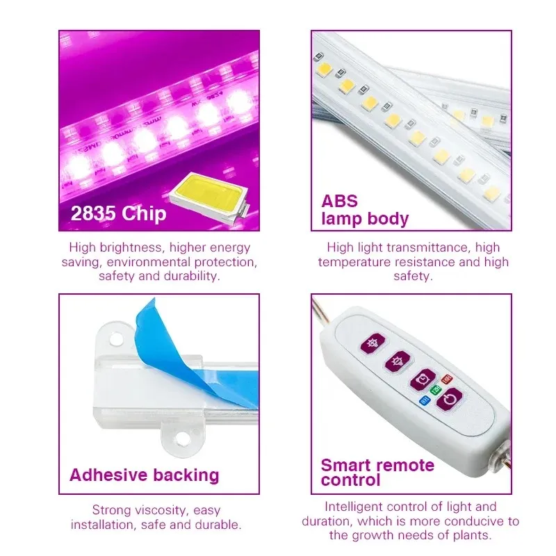 LED Spettro Completo Phyto Lampada USB 5V Coltiva La Barra Luminosa 30cm/50cm 1T 2T 3T 4T Piante Fiori Led Serra Cultivo Idroponico