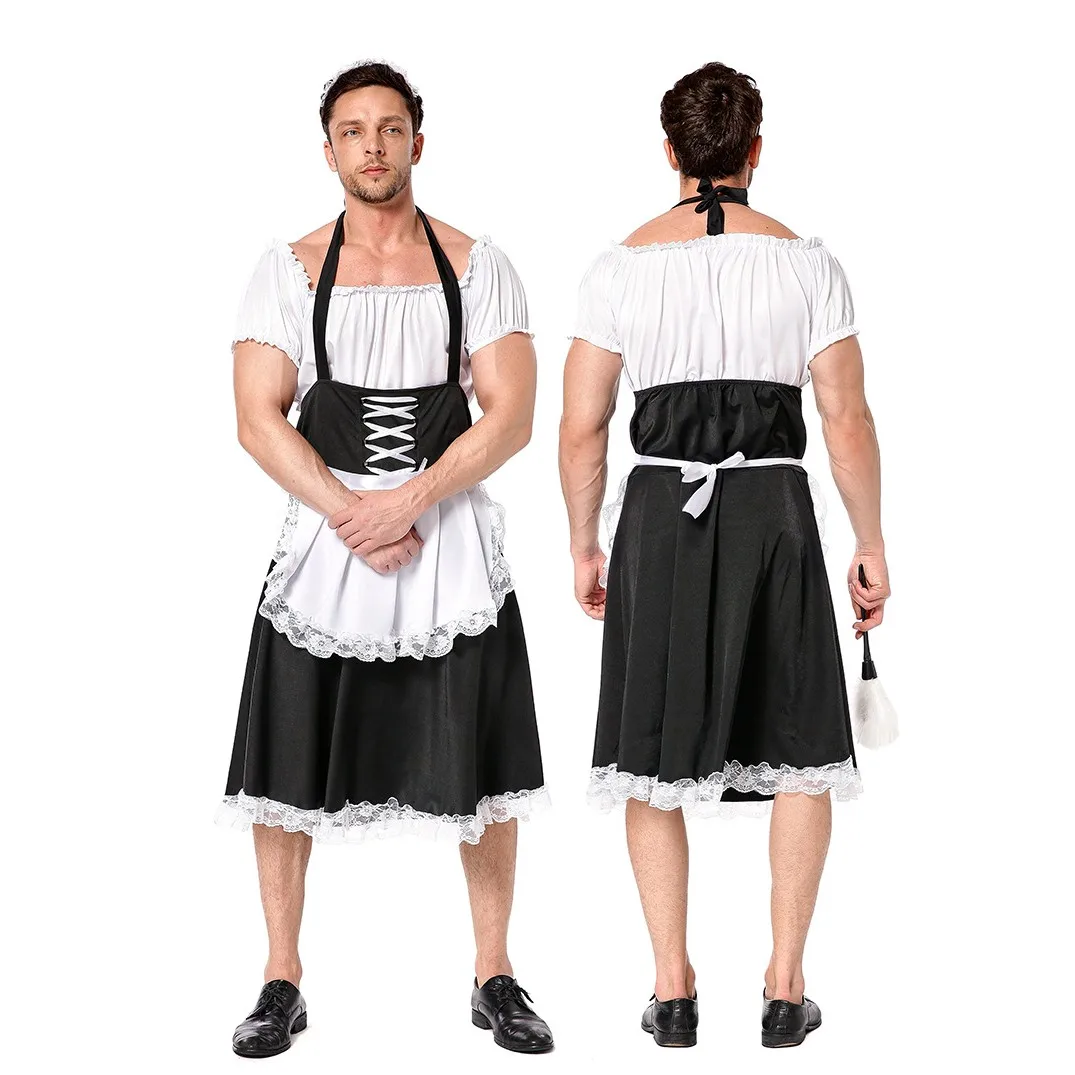 

Мужская забавная юбка горничной orm, большой размер, Хэллоуин, пара, игра, косплей, костюм слуги, студенческий школьный orm, рабочая одежда