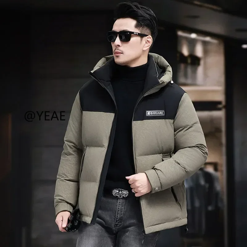 Ropa de diseñador YEAE, chaqueta corta ligera de plumón de pato para hombre, chaqueta acolchada de lujo, abrigo frío para hombre para invierno