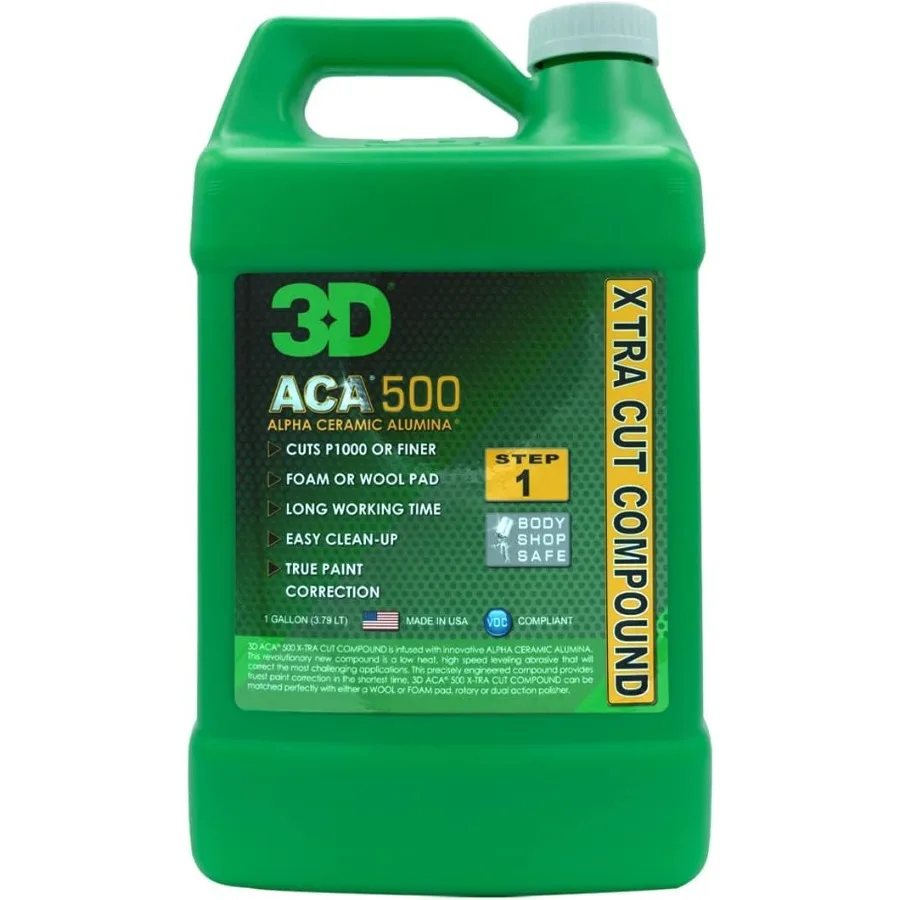 3D ACA 500 Cutting Compound Step 1 Extra-Cut for Deep Paint Correction Cuts P100 Grit or Finer Body Shop Safe Low Dust Pro Deta