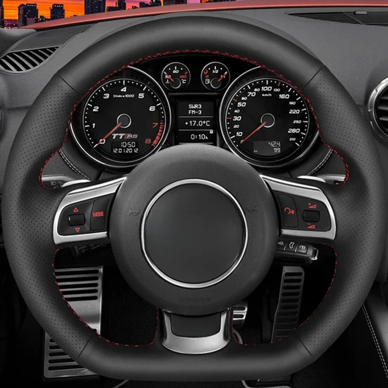 Customize MicroFiber Leather Steering Wheel Cover For Audi TT RS (8J) 2009-2014 RS 3 (8P) Sportback 2011-2013 RS 6 (C6) Avant